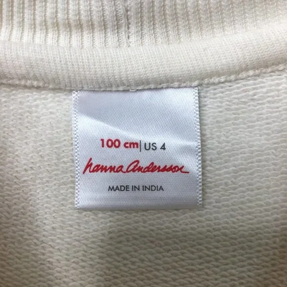 Hanna Andersson Little Girl Off White Floral Sweatshirt Top Size 4 Embroidered - Picture 12 of 12